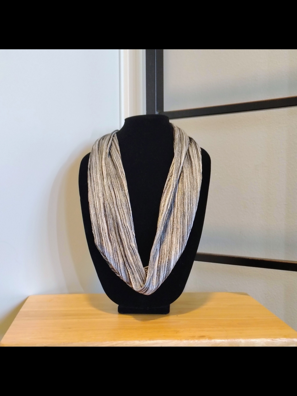 Shimmery Multi-Strand Black And Silver Metallic Infinity Scarf Size OS